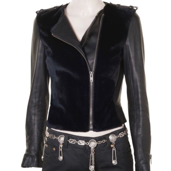 ALC Sadie Leather & Fur Jacket 0 Black Womens Moto Motorcycle Biker A.L.C. - Picture 9 of 9